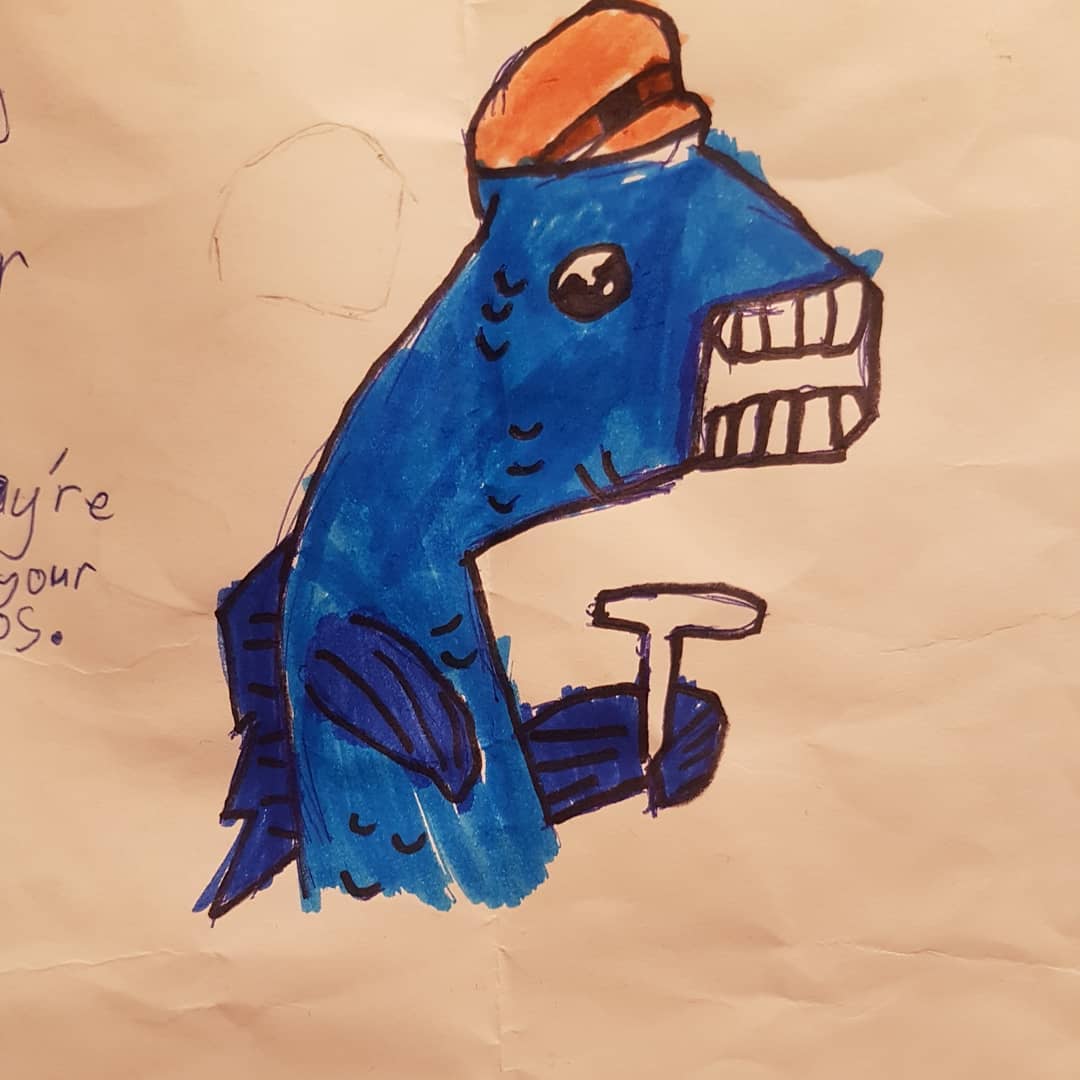 @shona23 and 7yr old Kaelyn sent me this amazing artwork! 🤩 thank you so much, they're already on display with my fossils. Love the Mamlambo taking on a life of it's own.

      