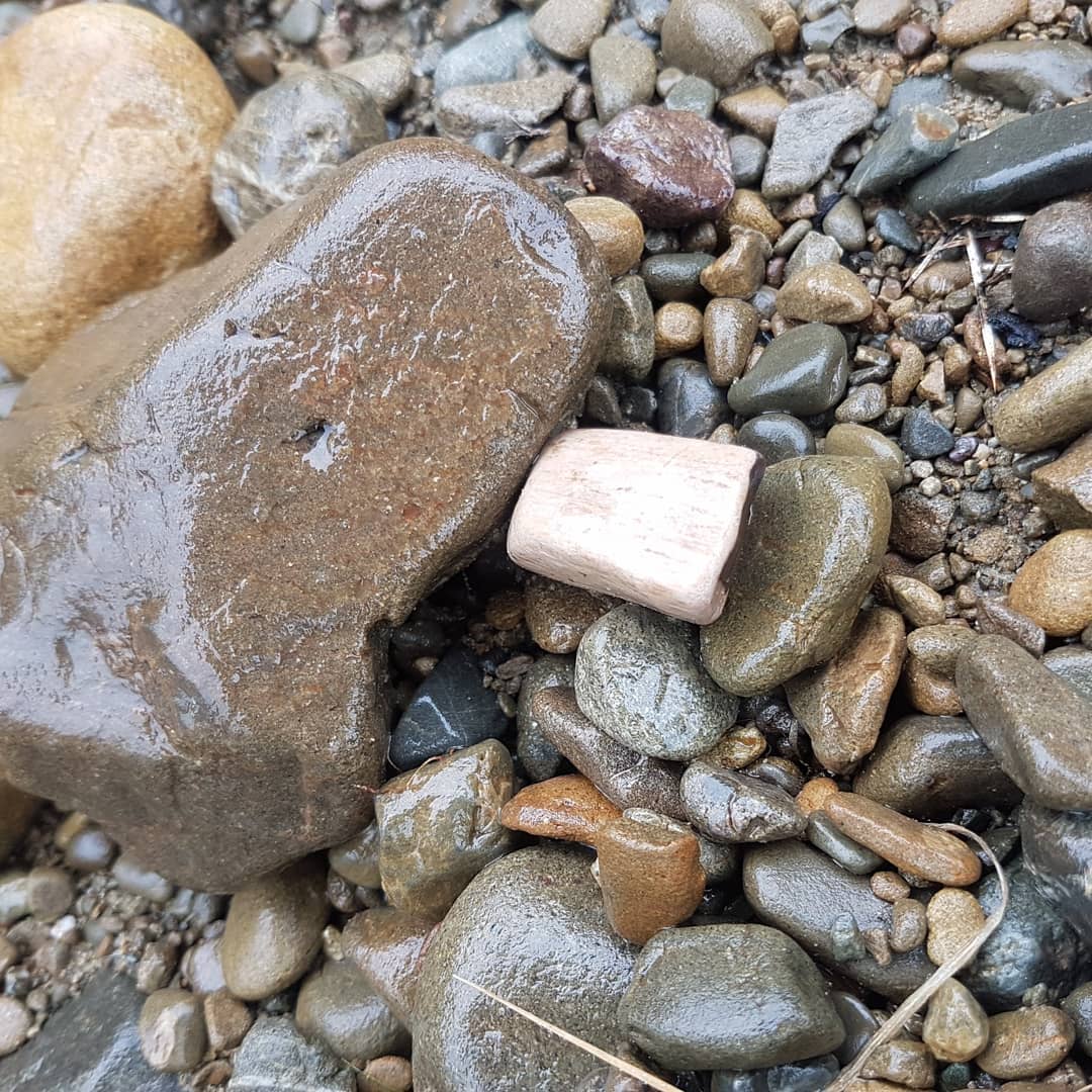 Rainy day petrified wood hunt on the Kawai river. Found one tiny piece and not much else. Good to be out and about though! 
        