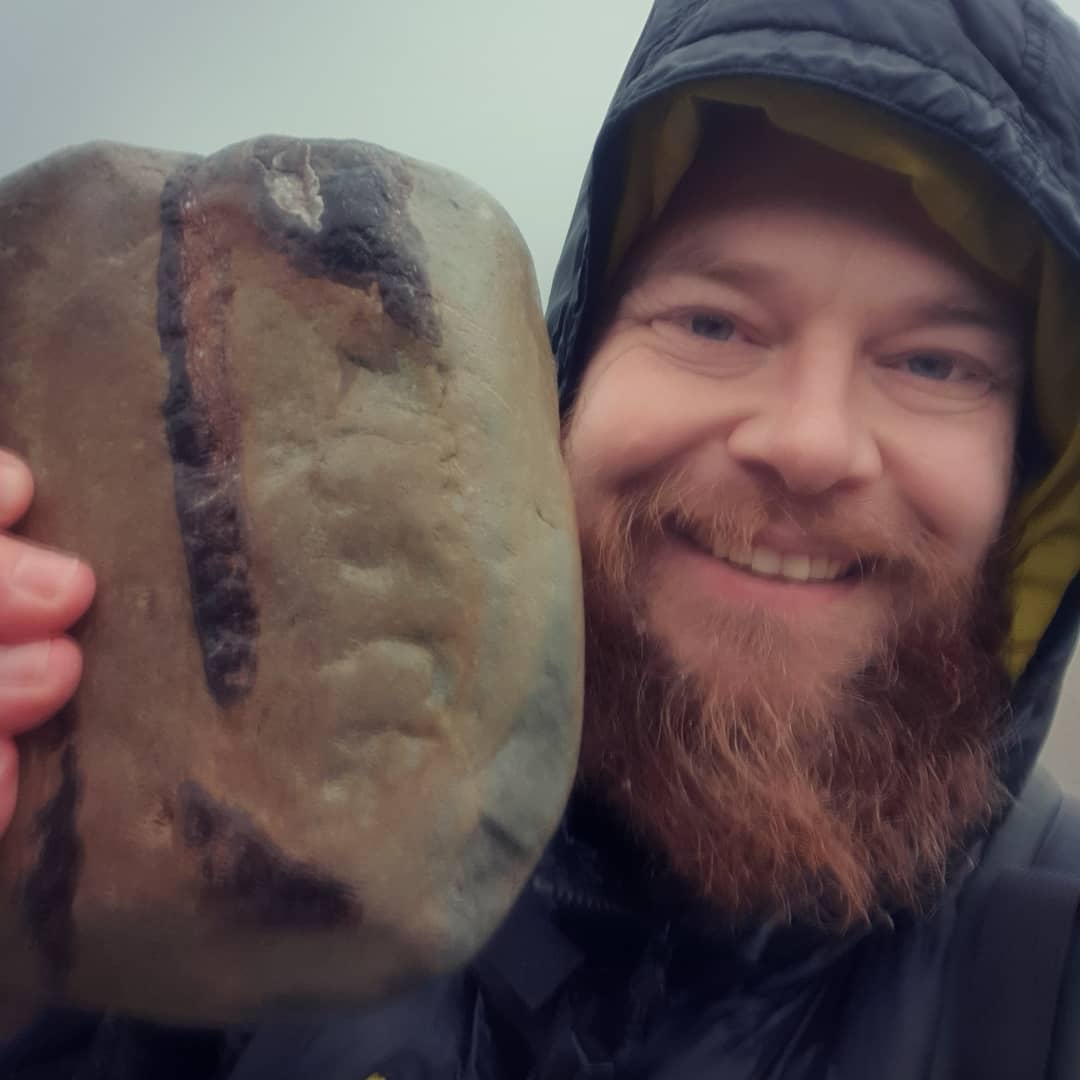 Soaking wet but very happy with this bone block I found! @paleo_craig and I braved the storm to see what was being washed up and found a few bits and pieces.

Amazing colours in the bone, oranges and blacks and everything in between. It must have been from quite a large animal... whale, dolphin? Maybe even a seal. There's not all that much left but might be worth a bit of a prep.

            